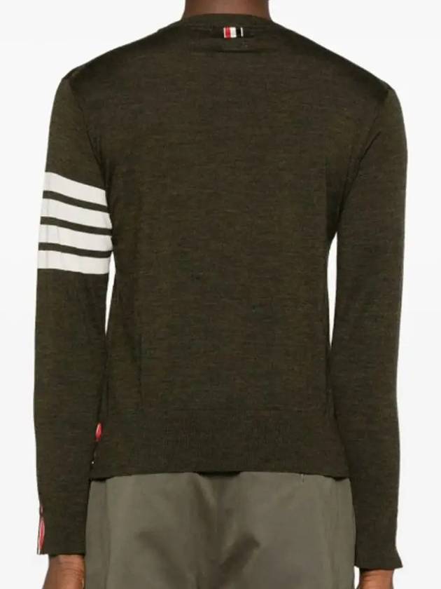 4 Bar Armband Classic Merino Wool Knit Top Dark Green - THOM BROWNE - BALAAN 5