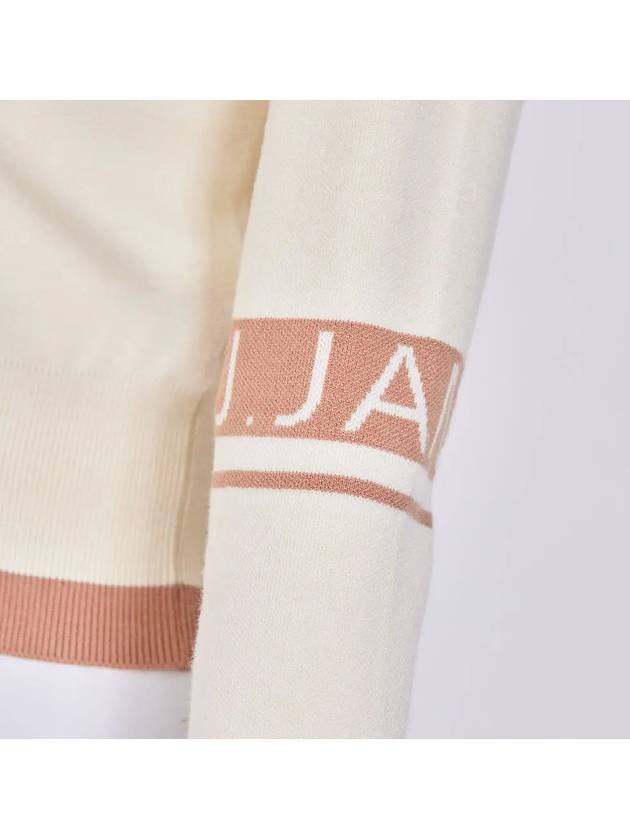 Women s Golf Wear Color Line Knit Zip up Cardigan Beige - J JANE - BALAAN 4