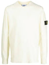 Men's Wappen Patch Crew Neck Wool Knit Top Ivory - STONE ISLAND - BALAAN 3