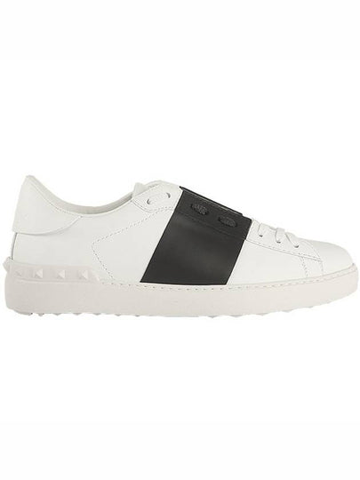 Men's Hidden Strap Rockstud Color Contrast Sneakers White Black - VALENTINO - BALAAN 2