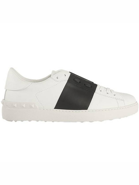 Men's Hidden Strap Rockstud Color Contrast Sneakers White Black - VALENTINO - BALAAN 2