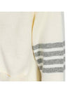 V-Neck 4-Bar Wool Cardigan White - THOM BROWNE - BALAAN 5