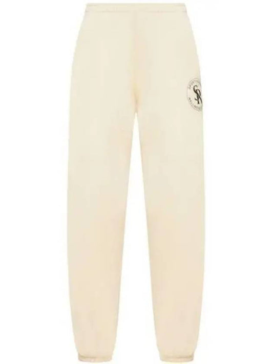 Logo Print Brushed Training Cotton Track Pants Ivory - SPORTY & RICH - BALAAN 2