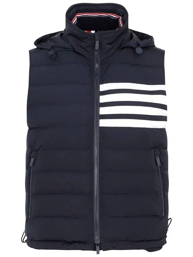 Women s Poly Twill 4 Bar Funnel Neck Down Padded Vest Navy - THOM BROWNE - BALAAN 3