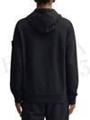 Logo Patch Cotton Fleece Hoodie Black - STONE ISLAND - BALAAN 5