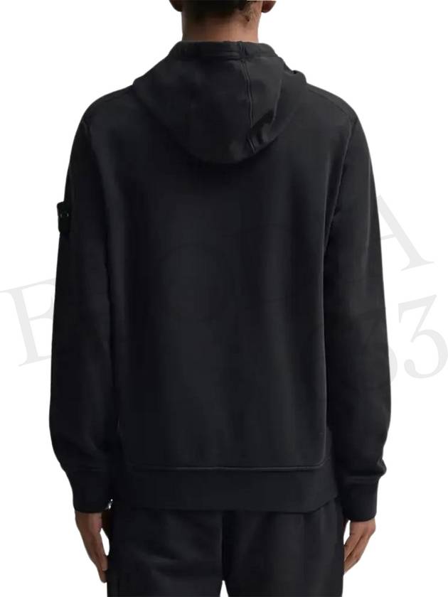 Logo Patch Cotton Fleece Hoodie Black - STONE ISLAND - BALAAN 5