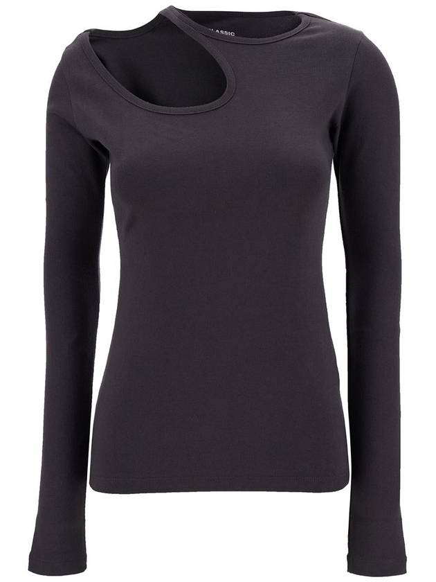 Grey Long Sleeve T-Shirt With Cut-Out In Cotton Blend Woman - LOW CLASSIC - BALAAN 1