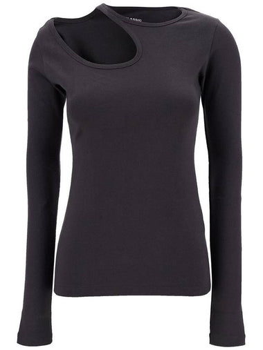 Grey Long Sleeve T-Shirt With Cut-Out In Cotton Blend Woman - LOW CLASSIC - BALAAN 1