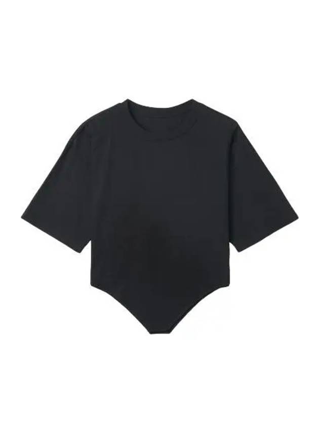 MM6 Triangle Hem Short Sleeve T Shirt Black Tee - MAISON MARGIELA - BALAAN 1