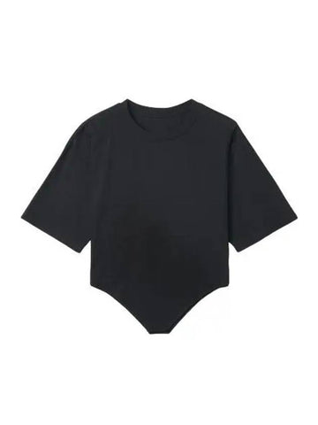 MM6 Triangle Hem Short Sleeve T Shirt Black Tee - MAISON MARGIELA - BALAAN 1