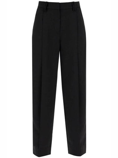 Light Twill Suiting Relaxed Pleated Slacks Black - GANNI - BALAAN 1