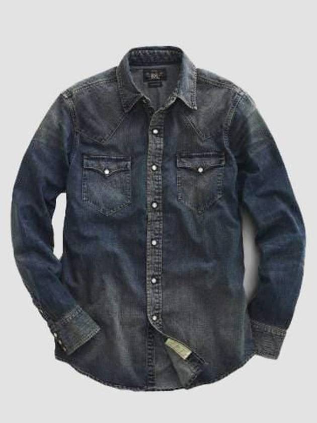 RRL Denim Long Sleeve Shirt Blue - POLO RALPH LAUREN - BALAAN 2