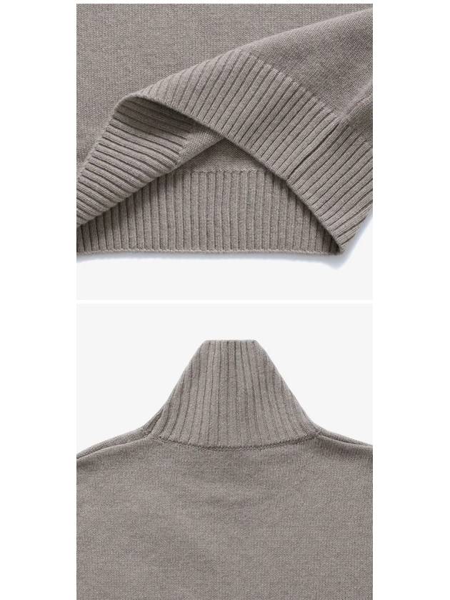 Logo Embroid Knit Turtleneck Beige - AMI - BALAAN 4