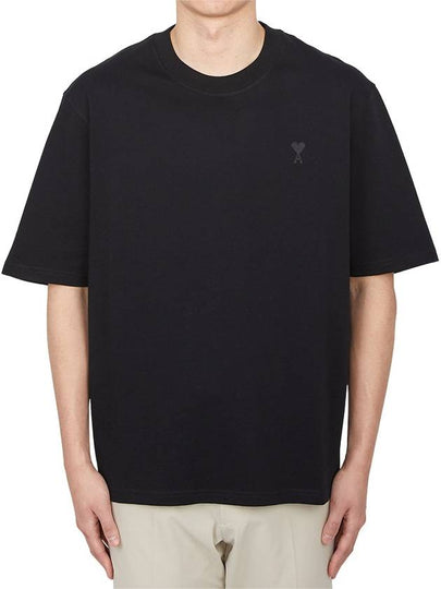 Logo Cotton Short Sleeve T-Shirt Black - AMI - BALAAN 2