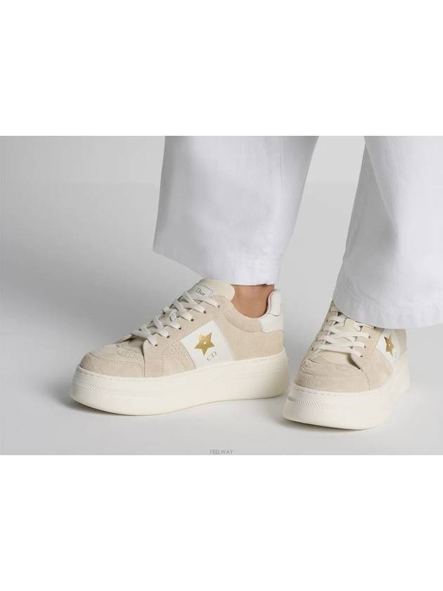 Dior Star Platform Sneakers Light Beige Suede Calf - DIOR - BALAAN 3