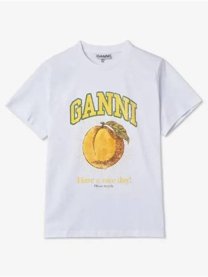 Women's Relaxed Peach Print Short Sleeve T-Shirt White - GANNI - BALAAN 2