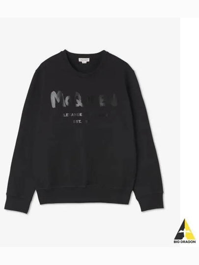 Men's Graffiti Logo Sweatshirt Black - ALEXANDER MCQUEEN - BALAAN 2