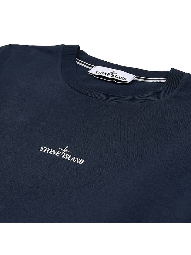 Logo Print Short Sleeve T-Shirt Navy - STONE ISLAND - BALAAN 5