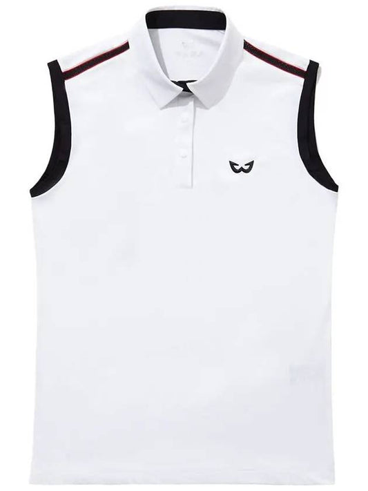 Golf Wear Mesh Tape Collar Sleeveless Golf T-shirt WB21SUWT02WH White - WHITEBALL - BALAAN 1