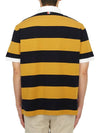 Embroidered Flower Rugby Stripe Short Sleeve PK Shirt Navy Yellow - THOM BROWNE - BALAAN 5