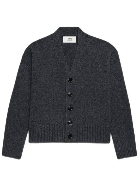 Wool Cashmere Cardigan Grey - AMI - BALAAN 2