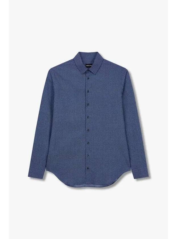 Men s Patterned Seersucker Cotton Shirt Blue - GIORGIO ARMANI - BALAAN 1