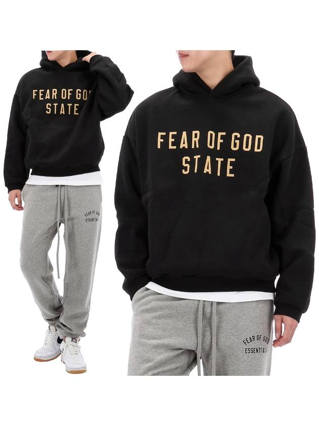 Essential Logo Print Hoodie 192BT246250F BLACK - FEAR OF GOD - BALAAN 1