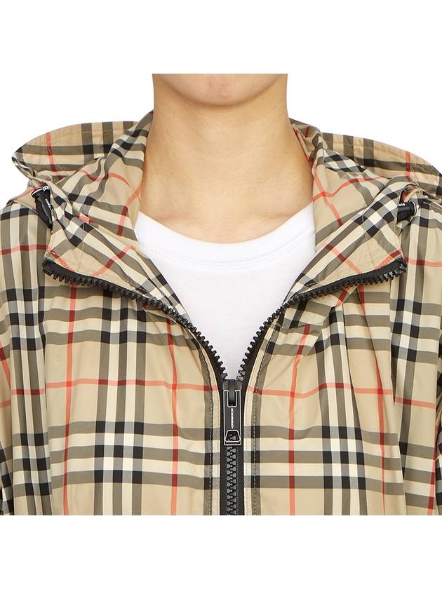 Women's Back-tone Check Zip-up Hooded Jacket Beige - BURBERRY - BALAAN 10