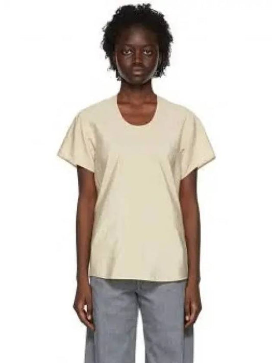 Women's Cotton Poplin Soft Short Sleeve T-Shirt Beige - LEMAIRE - BALAAN 2