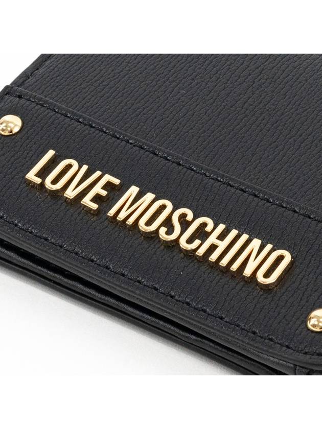 Logo Plaque Press Stud Half Wallet Black - MOSCHINO - BALAAN 3