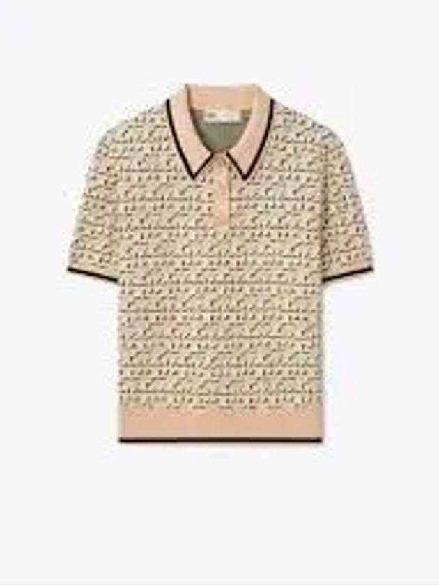 Logo Jacquard Polo Shirt Apricot Blush - TORY BURCH - BALAAN 2