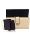 1MV025 Beige Travertine Stone Calfskin Gold Triangle Large Long Wallet - PRADA - BALAAN 2