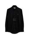 Men's Embroidered ORB Logo Long Sleeve Shirt Black - VIVIENNE WESTWOOD - BALAAN 2