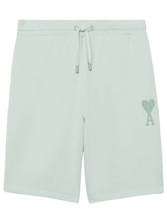 Heart Logo Tone On Tone Track Shorts Aqua - AMI - BALAAN 1