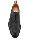 Men's Three Stripes Tab Pebble Grain Long Wing Sole Brogue Black - THOM BROWNE - BALAAN 5