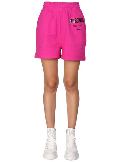 Women's Vinyl Logo Print Shorts Pink - MOSCHINO - BALAAN 2