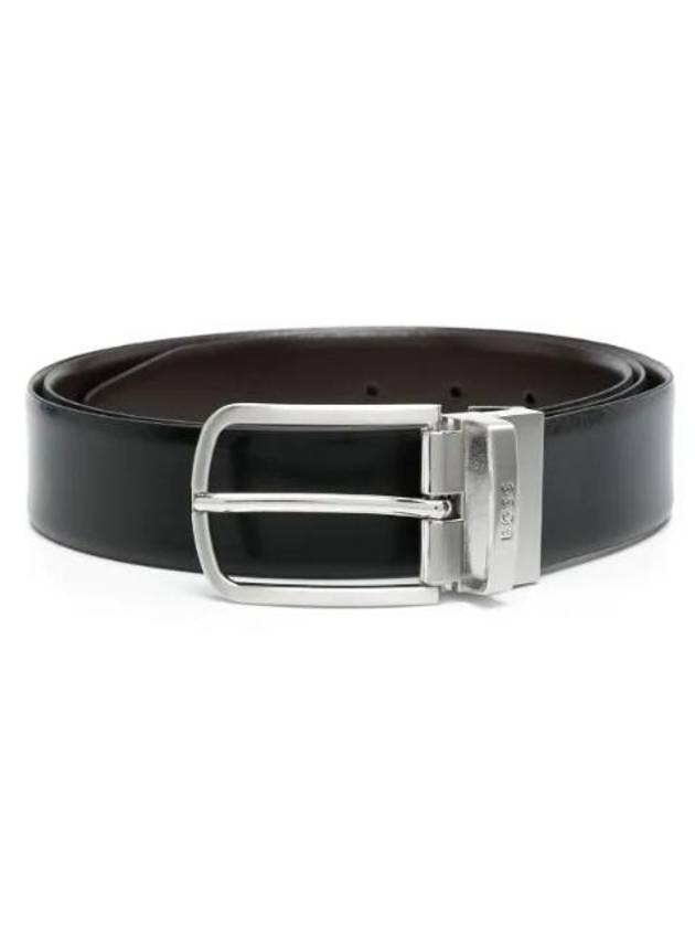 Owen B Logo Double-Sided Free Cutting Leather Belt Black Brown - HUGO BOSS - BALAAN 1