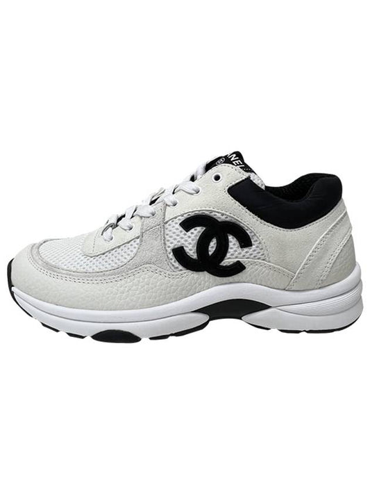 CC Logo Suede Tennis Low Top Sneakers Black - CHANEL - BALAAN 2