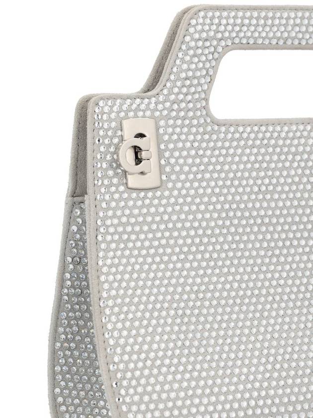 Salvatore Wanda Crystal Mini Tote Bag Pearl - SALVATORE FERRAGAMO - BALAAN 5