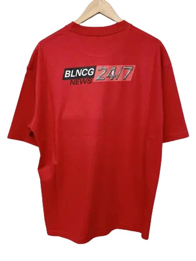 News Logo Print Short Sleeve T-Shirt Red - BALENCIAGA - BALAAN 2