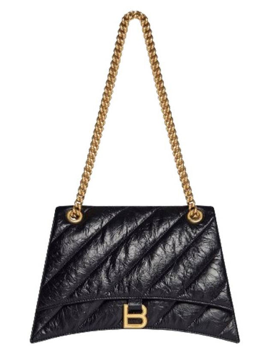 Quilted Crush Medium Chain Shoulder Bag Black - BALENCIAGA - BALAAN 2