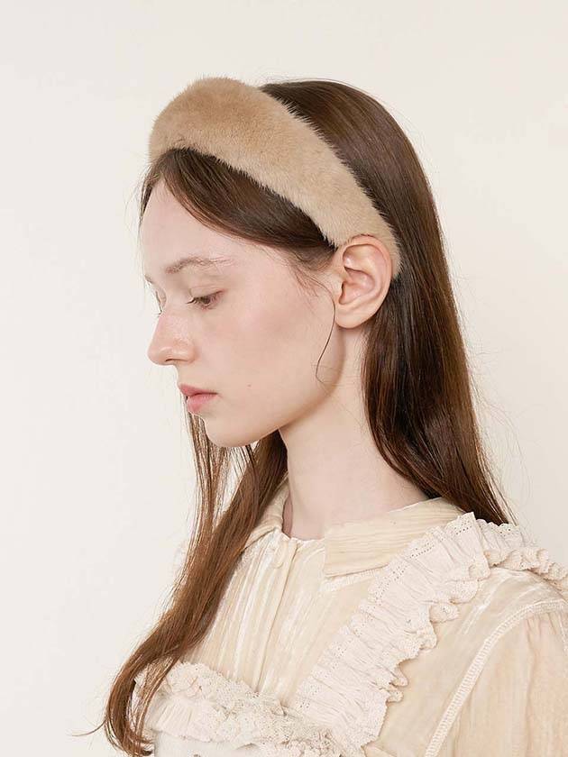 Serre Tete Mink Fur Band Ivory - BROWN HAT - BALAAN 2