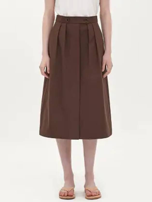 Hidden Button A-Line Skirt Brown - JUN BY JUN K - BALAAN 1