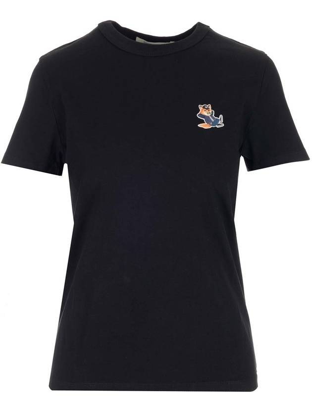 Dressed Fox Patch Classic Cotton Short Sleeve T-Shirt Black - MAISON KITSUNE - BALAAN 1