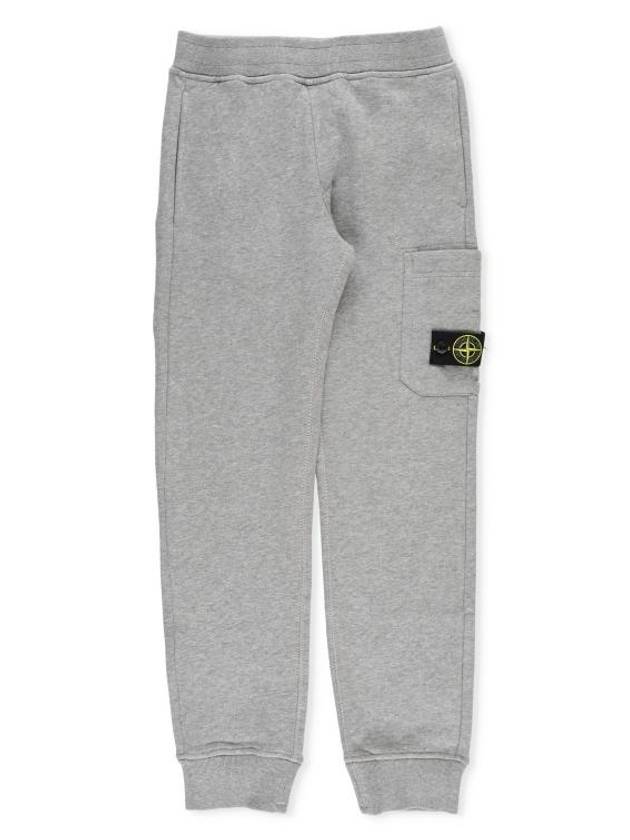 Kids Logo Patch Cotton Training Pants Grey - STONE ISLAND - BALAAN 1