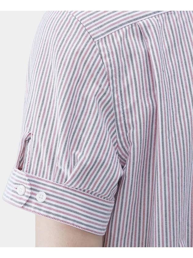 Stripe Oxford Short Sleeve Shirt Red - THOM BROWNE - BALAAN 4