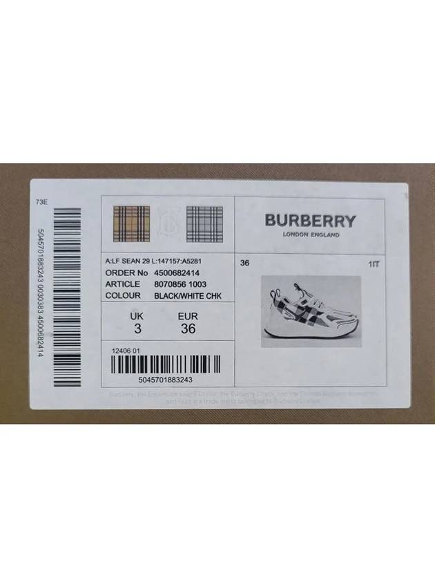 Check Pattern Leather Low Top Sneakers Black White - BURBERRY - BALAAN 6