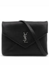 Cassandre Envelope Strap Leather Cross Bag Black - SAINT LAURENT - BALAAN 2