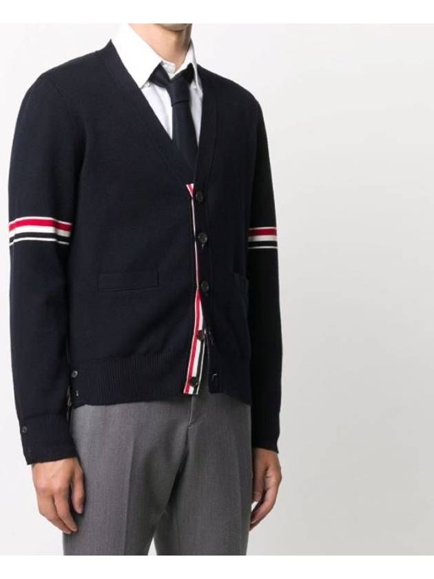 Milano Stitch Sprite Armband Cotton V-neck Cardigan Light Grey - THOM BROWNE - BALAAN 4