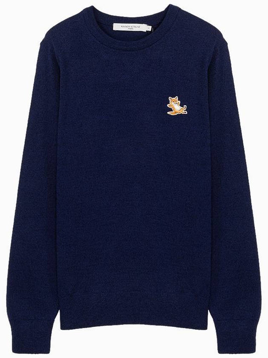 Chillax Fox Patch Classic Sweatshirt Navy - MAISON KITSUNE - BALAAN.